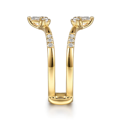 14K Yellow Gold Prong set Pear and Round Diamond Ring Enhancer
