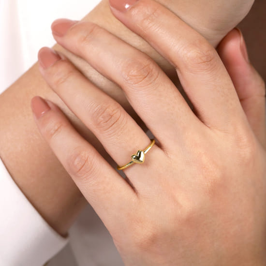 14K Yellow Gold Puffed Heart Promise Ring angle 5