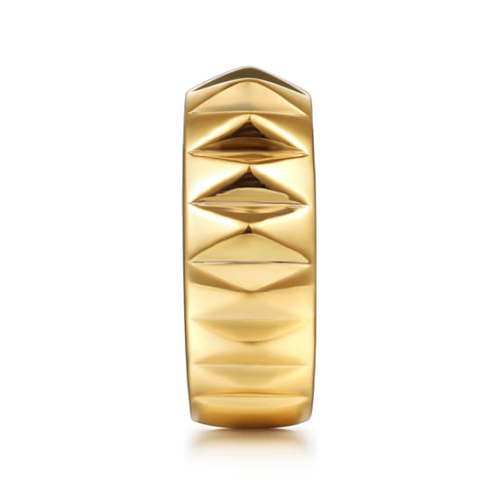 14K Yellow Gold Pyramid Bold Stackable Cigar Band angle 4
