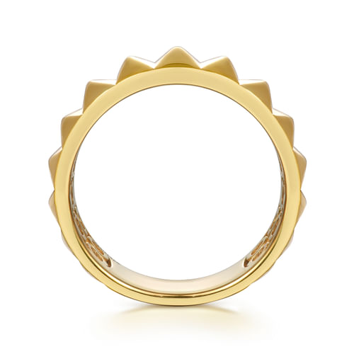 14K Yellow Gold Pyramid Bold Stackable