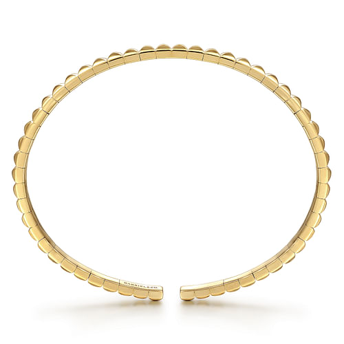 14K Yellow Gold Pyramid Open Bangle