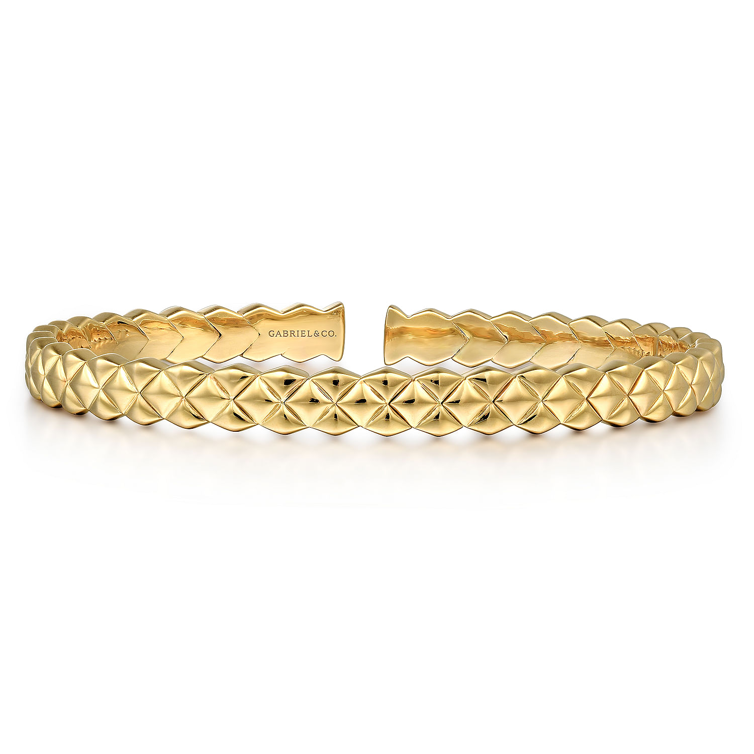 14K Yellow Gold Quilt Pattern Cuff Bracelet in size 6.5