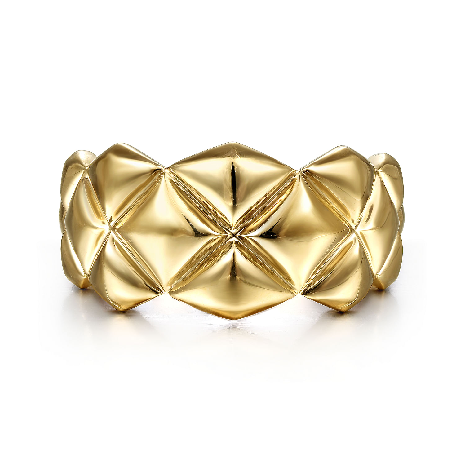 Gabriel - 14K Yellow Gold Quilted Pattern Wide Band