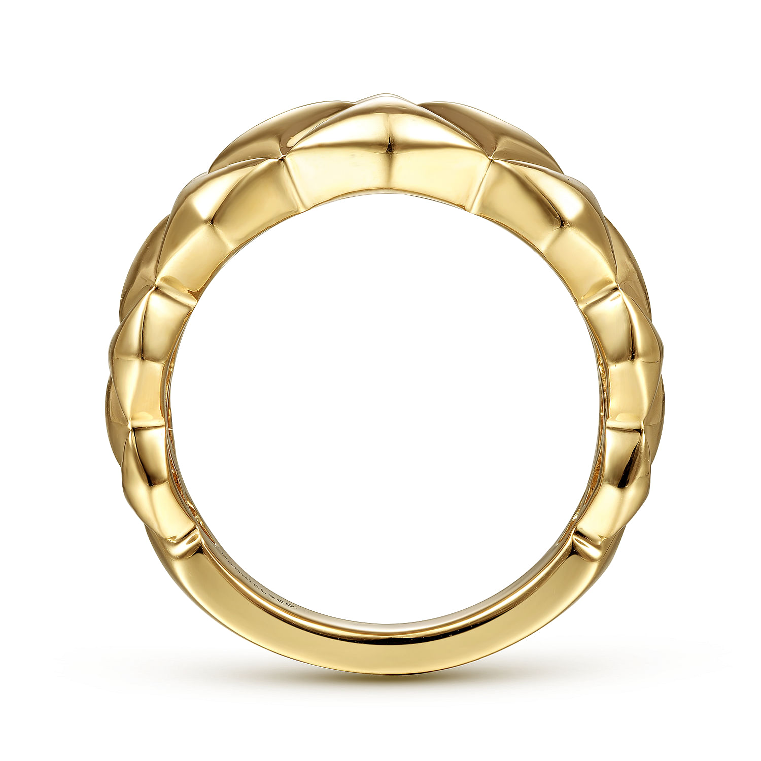 14K Yellow Gold Quilted Pattern Wide Band