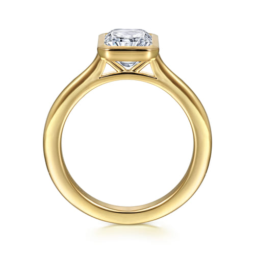 14K Yellow Gold Radiant Cut Bezel Set Solitaire Diamond Engagement Ring