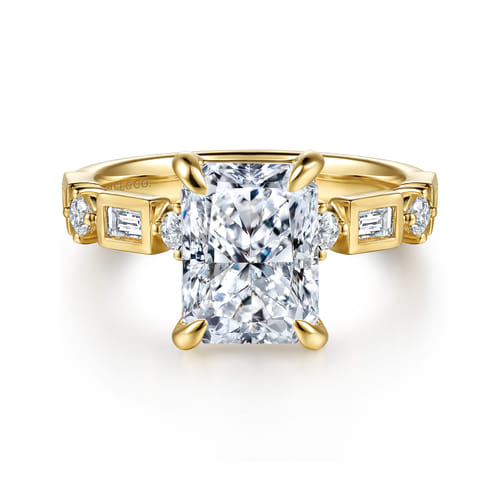 14K Yellow Gold Radiant Cut Diamond Engagement Ring