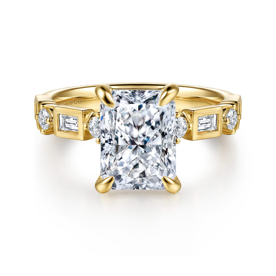 14K Yellow Gold Radiant Cut Diamond Engagement Ring