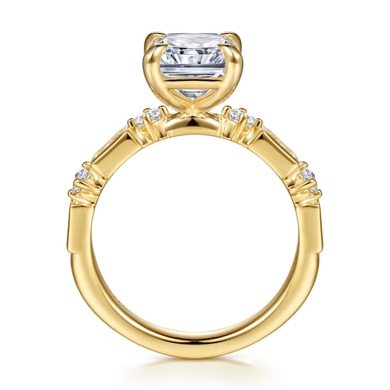 14K Yellow Gold Radiant Cut Diamond Engagement Ring angle 2