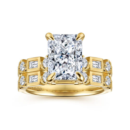 14K Yellow Gold Radiant Cut Diamond Engagement Ring