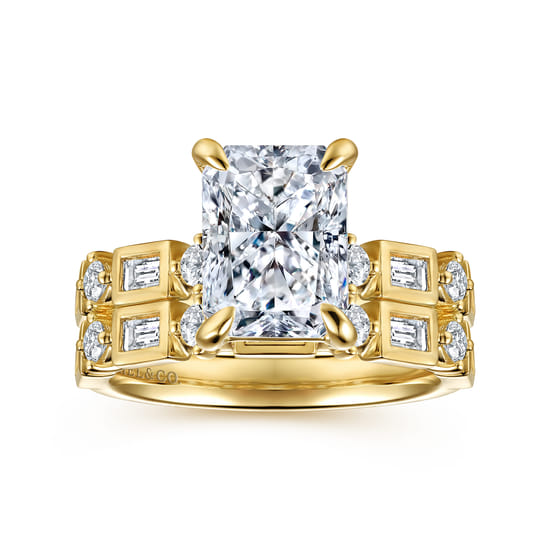 14K Yellow Gold Radiant Cut Diamond Engagement Ring angle 4