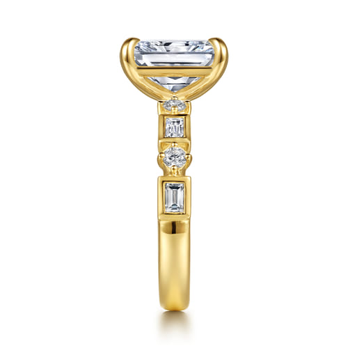 14K Yellow Gold Radiant Cut Diamond Engagement Ring