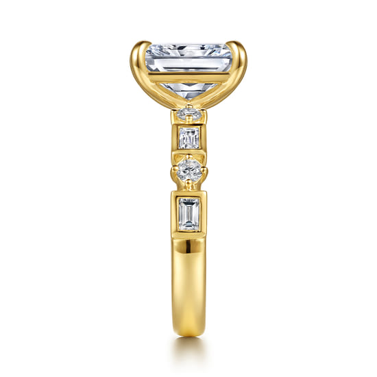 14K Yellow Gold Radiant Cut Diamond Engagement Ring angle 5