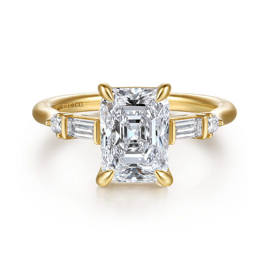 14K Yellow Gold Radiant Cut Five Stone Diamond Engagement Ring