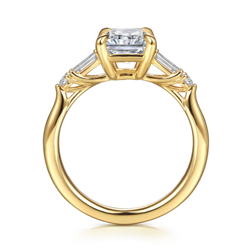 14K Yellow Gold Radiant Cut Five Stone Diamond Engagement Ring