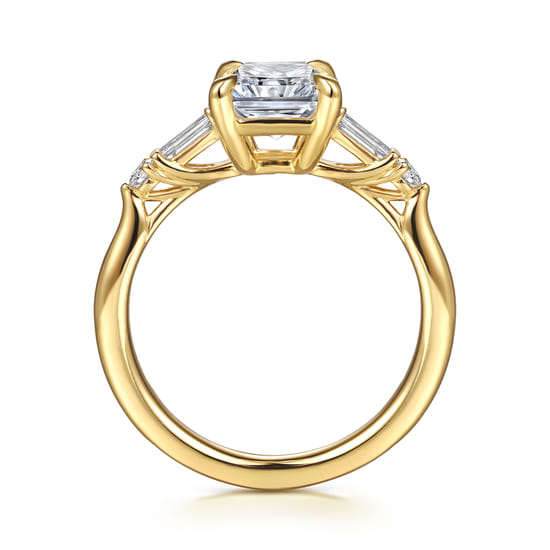 14K Yellow Gold Radiant Cut Five Stone Diamond Engagement Ring angle 2
