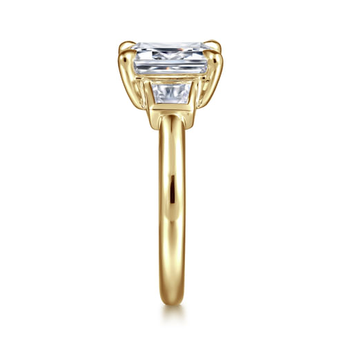 14K Yellow Gold Radiant Cut Three Stone Diamond Engagement Ring