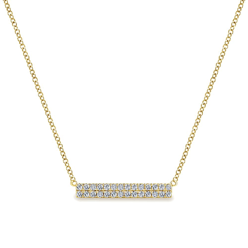 14K Yellow Gold Rectangular Diamond Bar Necklace