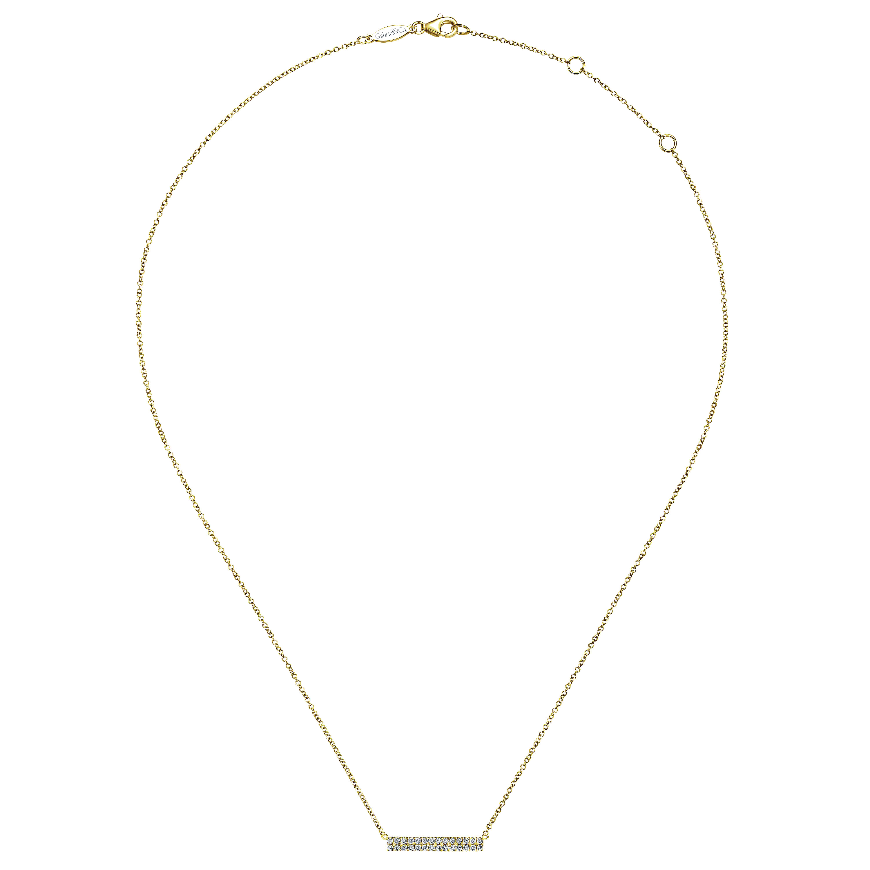 14K Yellow Gold Rectangular Diamond Bar Necklace