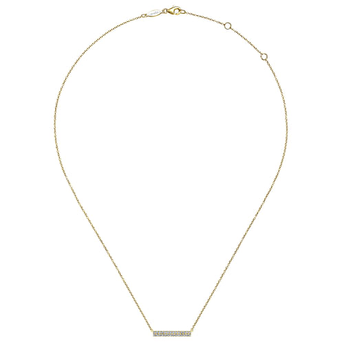 14K Yellow Gold Rectangular Diamond Bar Necklace