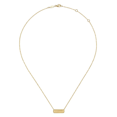 14K Yellow Gold Rectangular ID Pendant Necklace with Twisted Rope Frame