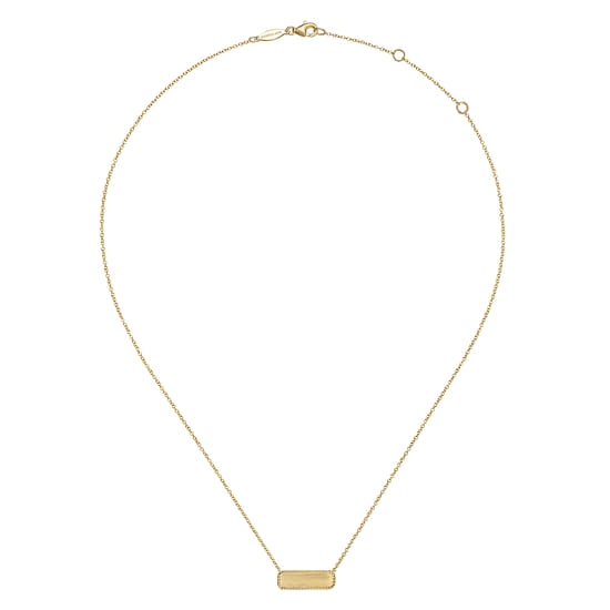 14K Yellow Gold Rectangular ID Pendant Necklace with Twisted Rope Frame angle 3