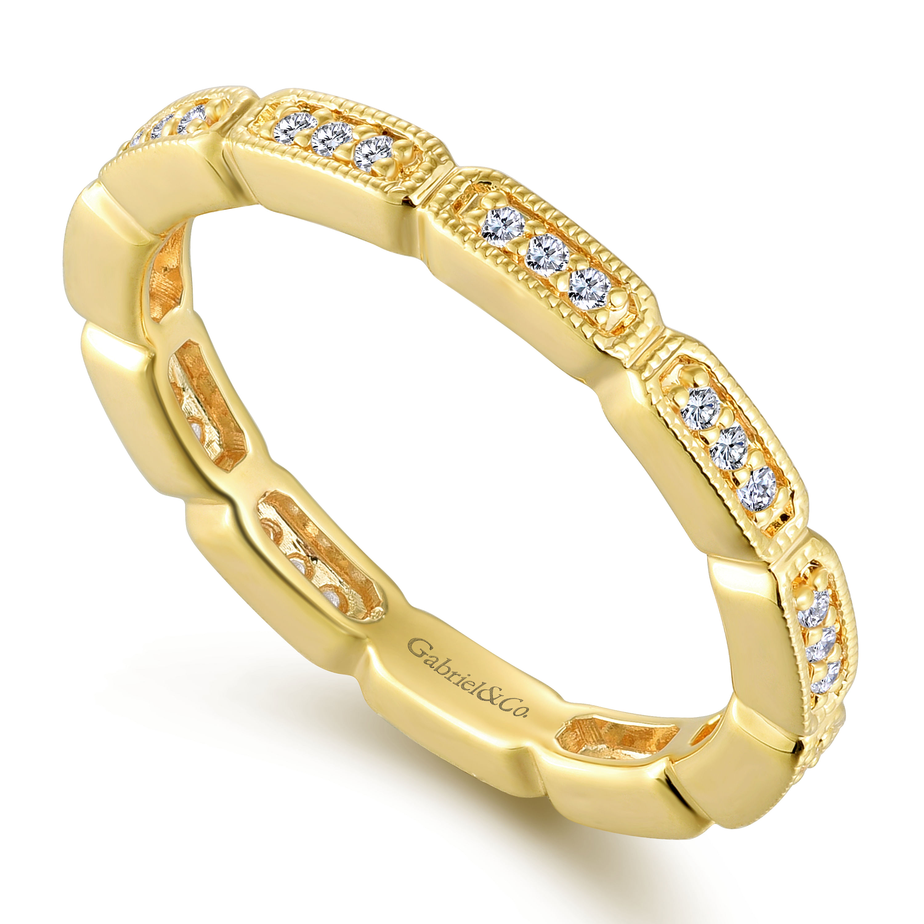 14K Yellow Gold Rectangular Station Diamond Eternity Ring