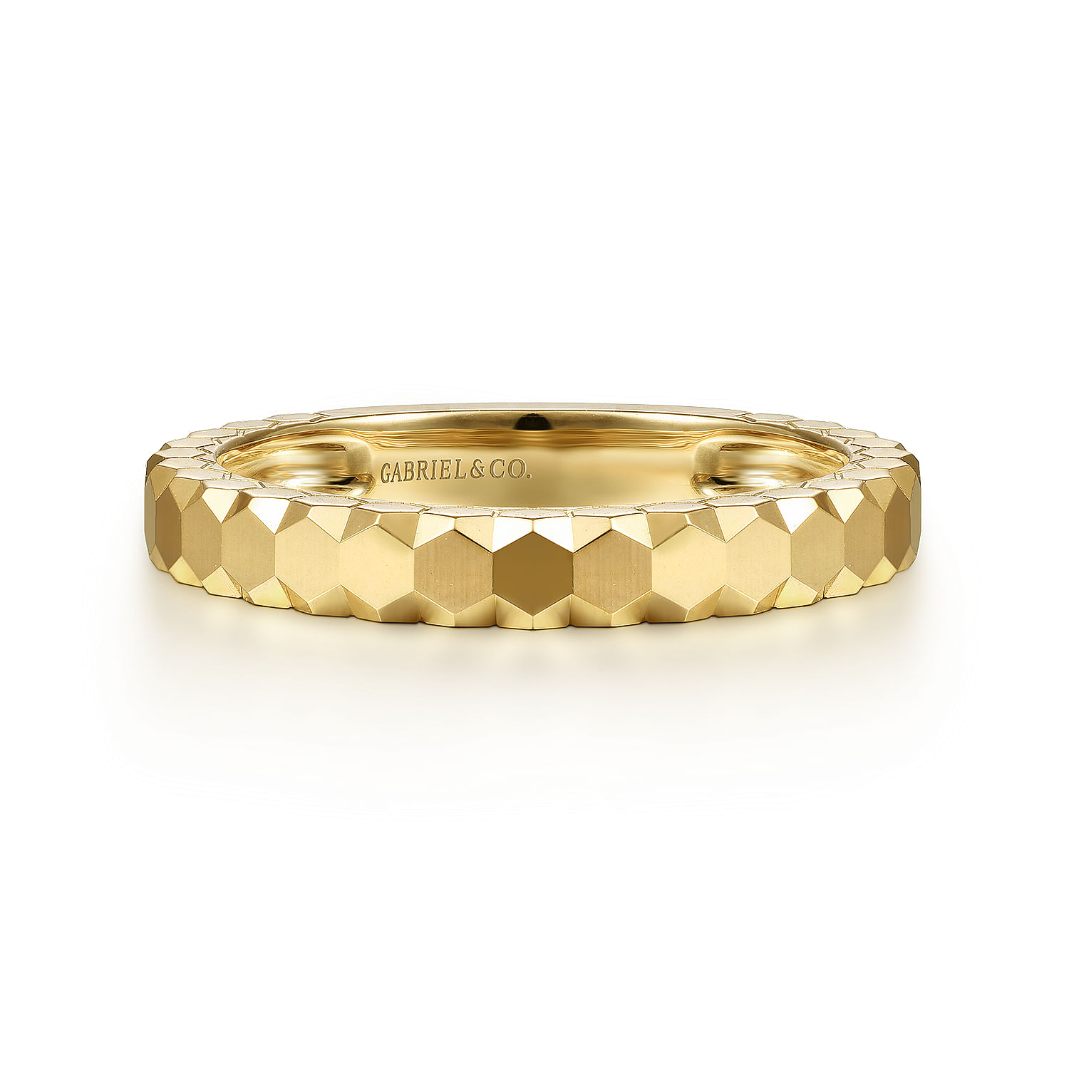 14K Yellow Gold Ring Hexagon Stackable Ring
