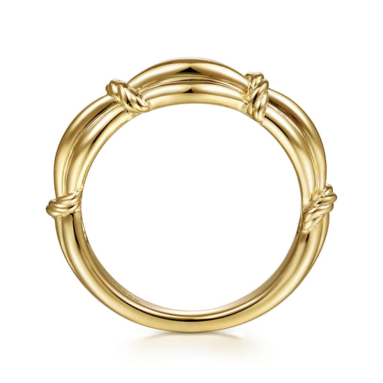 14K Yellow Gold Ring with Twisted Rope Stations angle 2