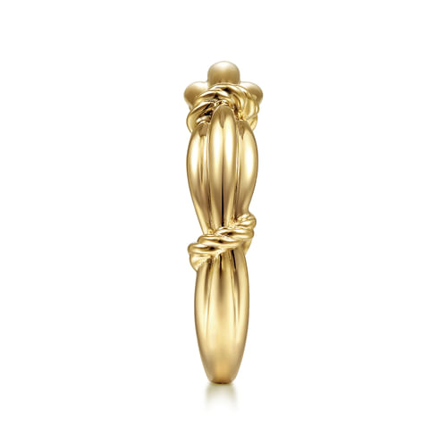 14K Yellow Gold Ring with Twisted Rope Stations
