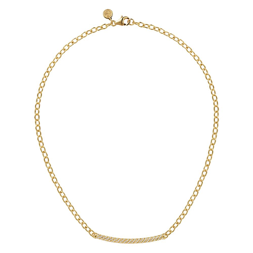 14K Yellow Gold Rope Diamond Bar Necklace