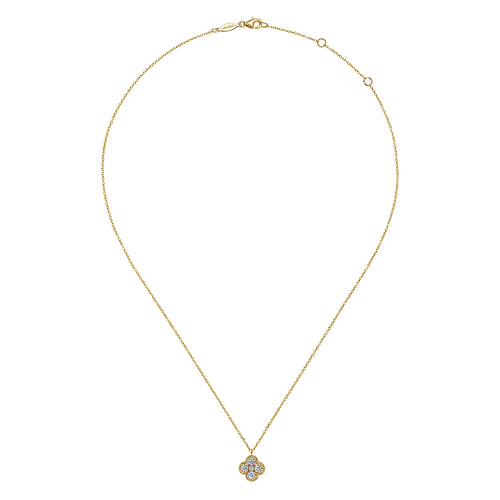 14K Yellow Gold Rope Diamond Pendant Necklace