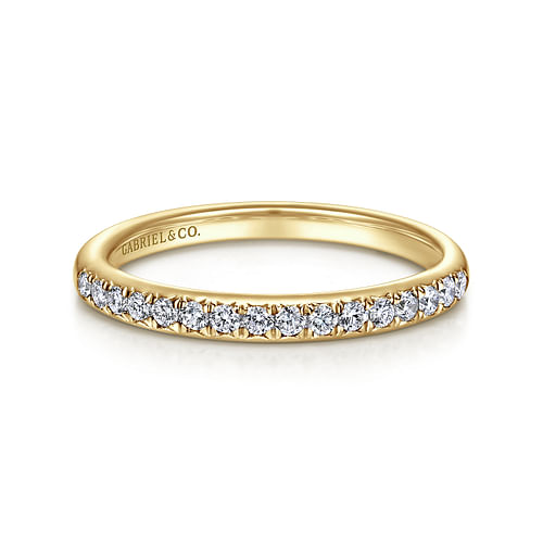 14K Yellow Gold Round 16 Stone Diamond Wedding Band