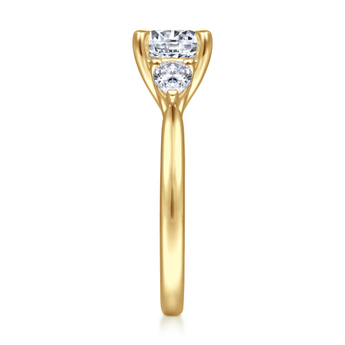 14K Yellow Gold Round 3 Stone Diamond Engagement Ring