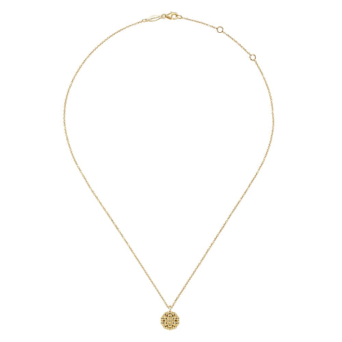 14K Yellow Gold Round Bujukan Bead Pendant Necklace