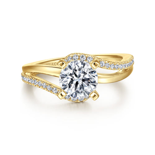 14K Yellow Gold Round Bypass Diamond Engagement Ring 14K Yellow Gold Round Bypass Diamond Engagement Ring