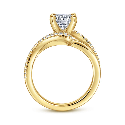 14K Yellow Gold Round Bypass Diamond Engagement Ring 14K Yellow Gold Round Bypass Diamond Engagement Ring