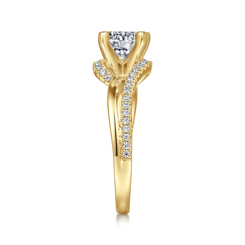 14K Yellow Gold Round Bypass Diamond Engagement Ring 14K Yellow Gold Round Bypass Diamond Engagement Ring