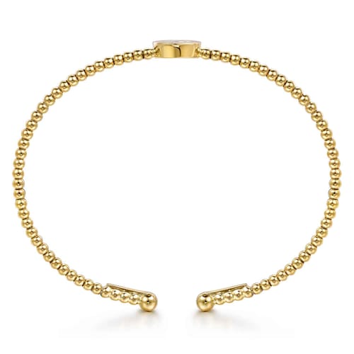 14K Yellow Gold Round C Initial Diamond Bujukan Cuff Bracelet