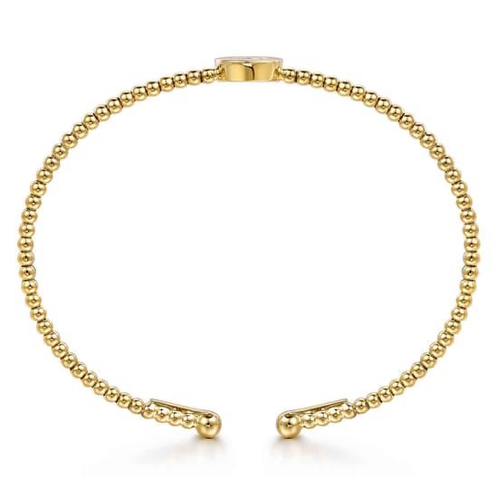 14K Yellow Gold Round C Initial Diamond Bujukan Cuff Bracelet angle 3