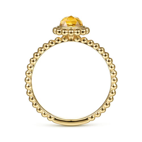 14K Yellow Gold Round Citrine Bujukan Beaded Promise Ring