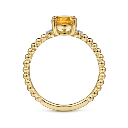 14K Yellow Gold Round Citrine and Diamond Bujukan Promise Ring