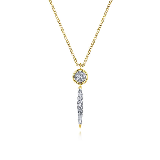 Gabriel - 14K Yellow Gold Round Cluster Diamond and Spike Drop Pendant Necklace