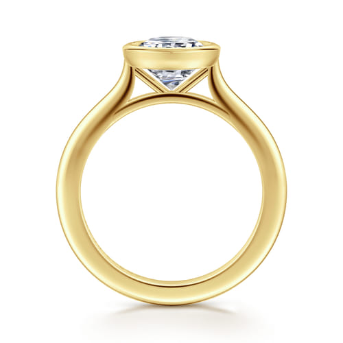 14K Yellow Gold Round Cut Bezel Set Solitaire Diamond Engagement Ring