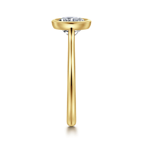 14K Yellow Gold Round Cut Bezel Set Solitaire Diamond Engagement Ring