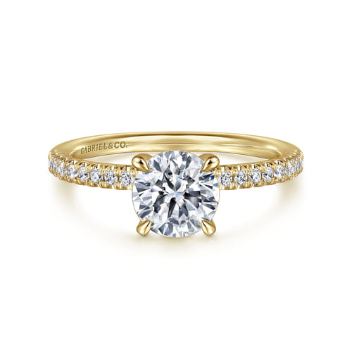 14K Yellow Gold Round Cut Diamond Engagement Ring