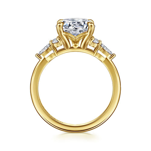 14K Yellow Gold Round Diamond Cluster Engagement Ring