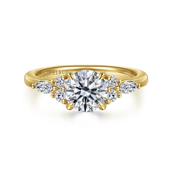 Gabriel - 14K Yellow Gold Round Diamond Cluster Engagement Ring