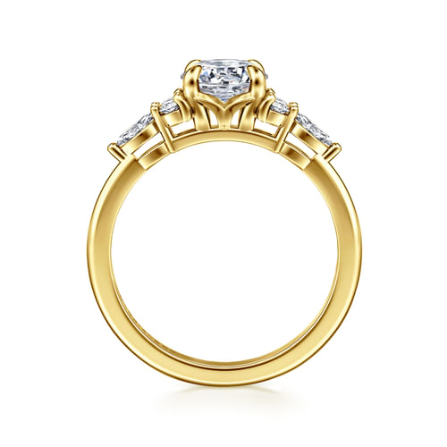 14K Yellow Gold Round Diamond Cluster Engagement Ring