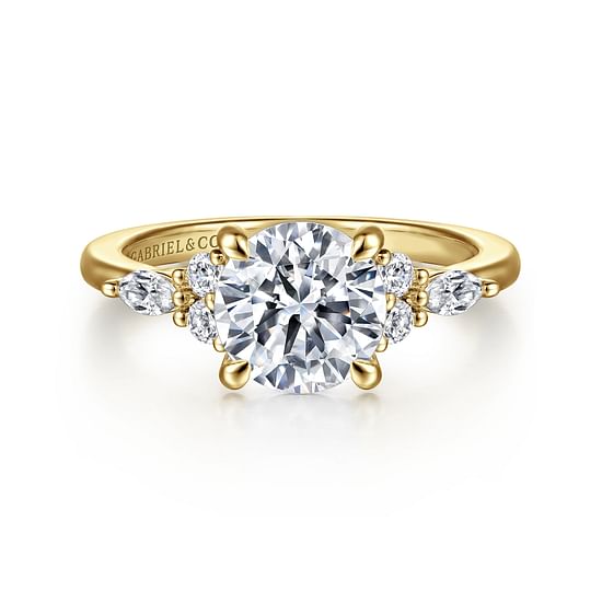 Gabriel - 14K Yellow Gold Round Diamond Cluster Engagement Ring