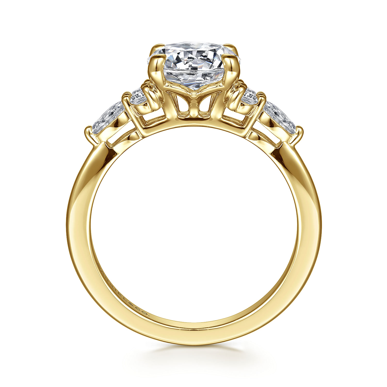 14K Yellow Gold Round Diamond Cluster Engagement Ring